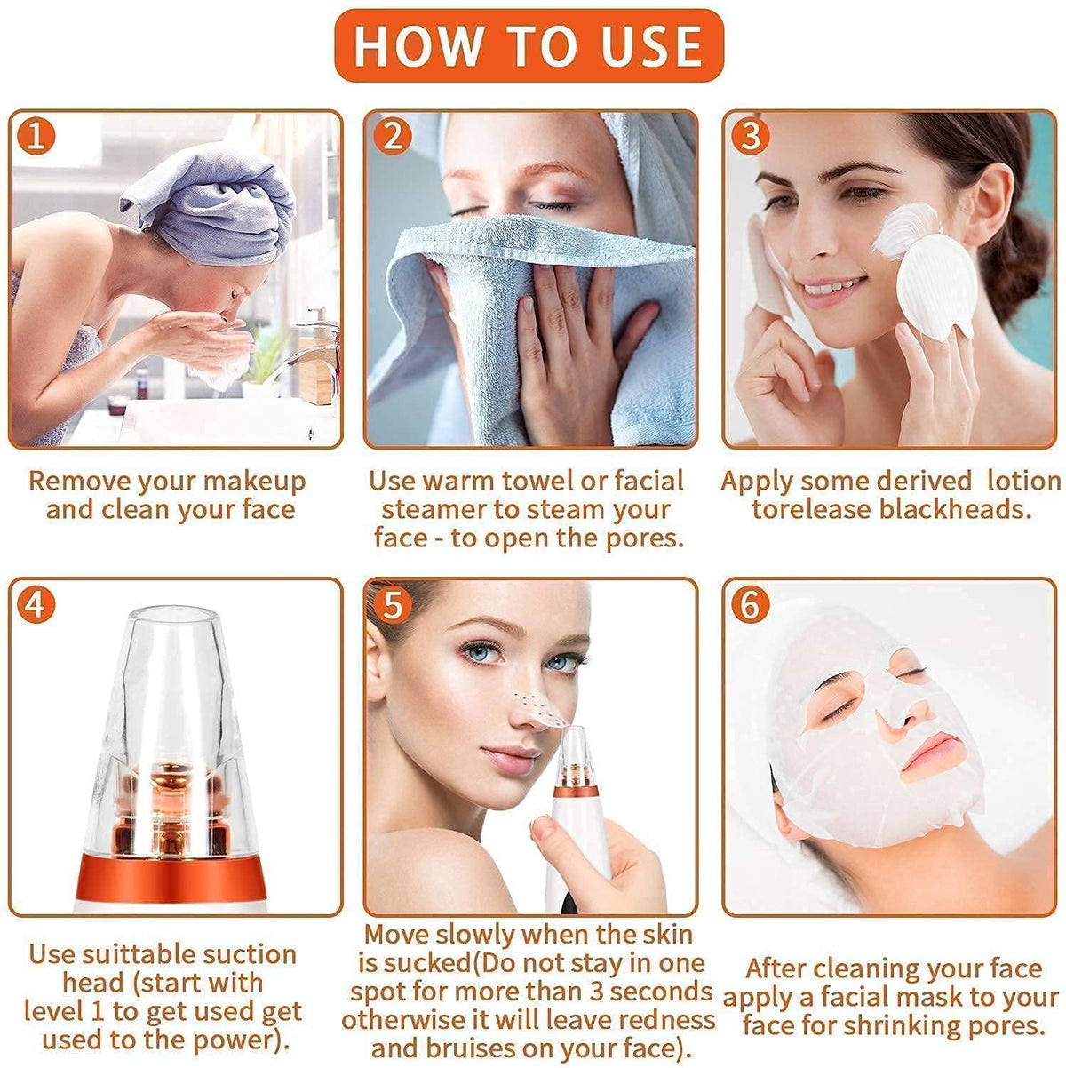 PureDerma 6-in-1 Electric Blackhead Remover & Pore Cleansing Device
