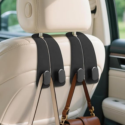Velmora™ — Premium Leather Car Headrest Hook (Pack of 2)