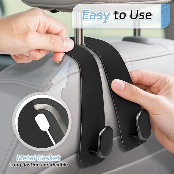 Velmora™ — Premium Leather Car Headrest Hook (Pack of 2)